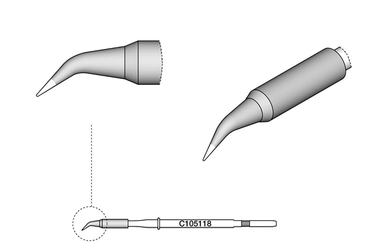Lötspitze konisch gebogen, D: 0,1 mm, C105118