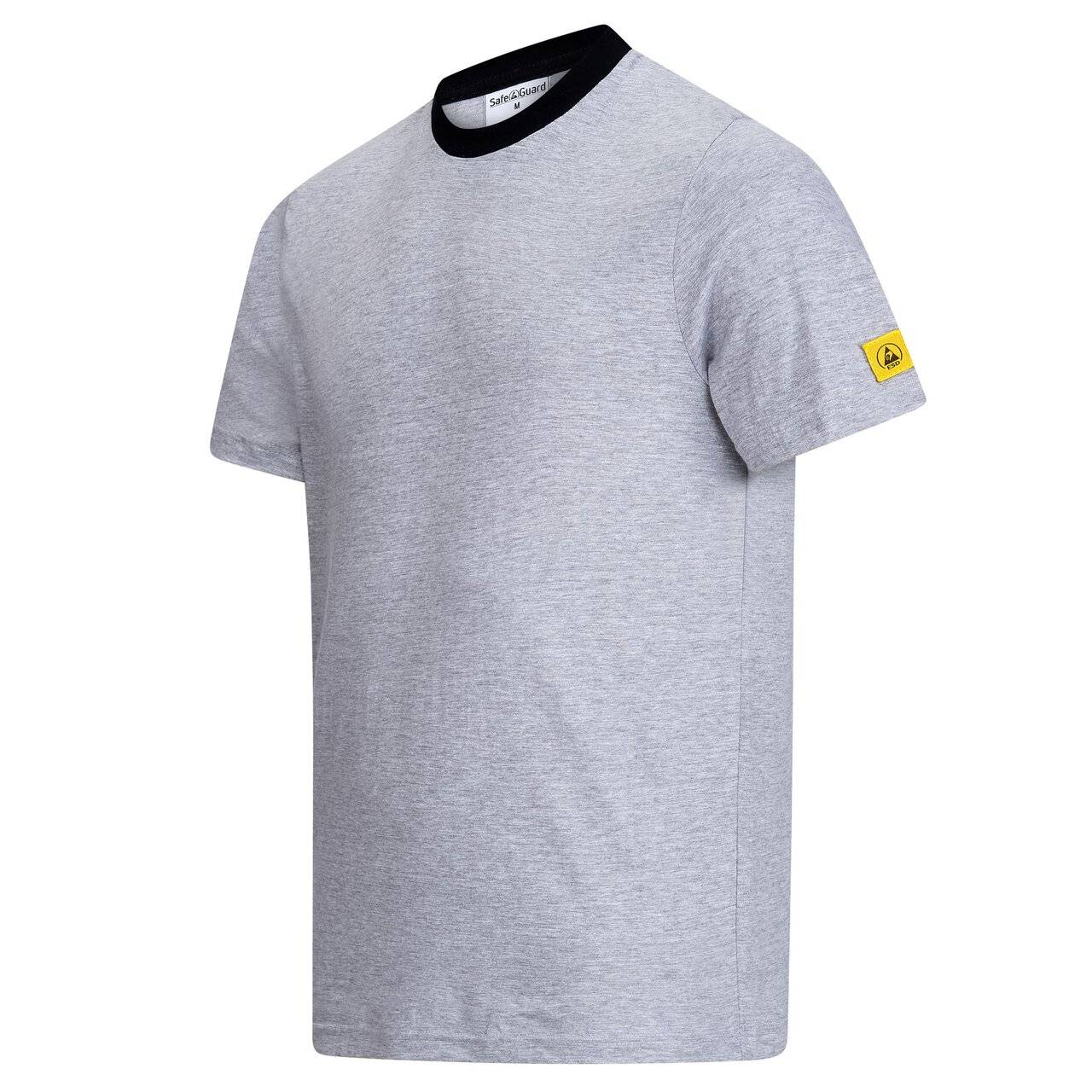 ESD-T-Shirt, rundhals, 150g/m², hellgrau/schwarz, M