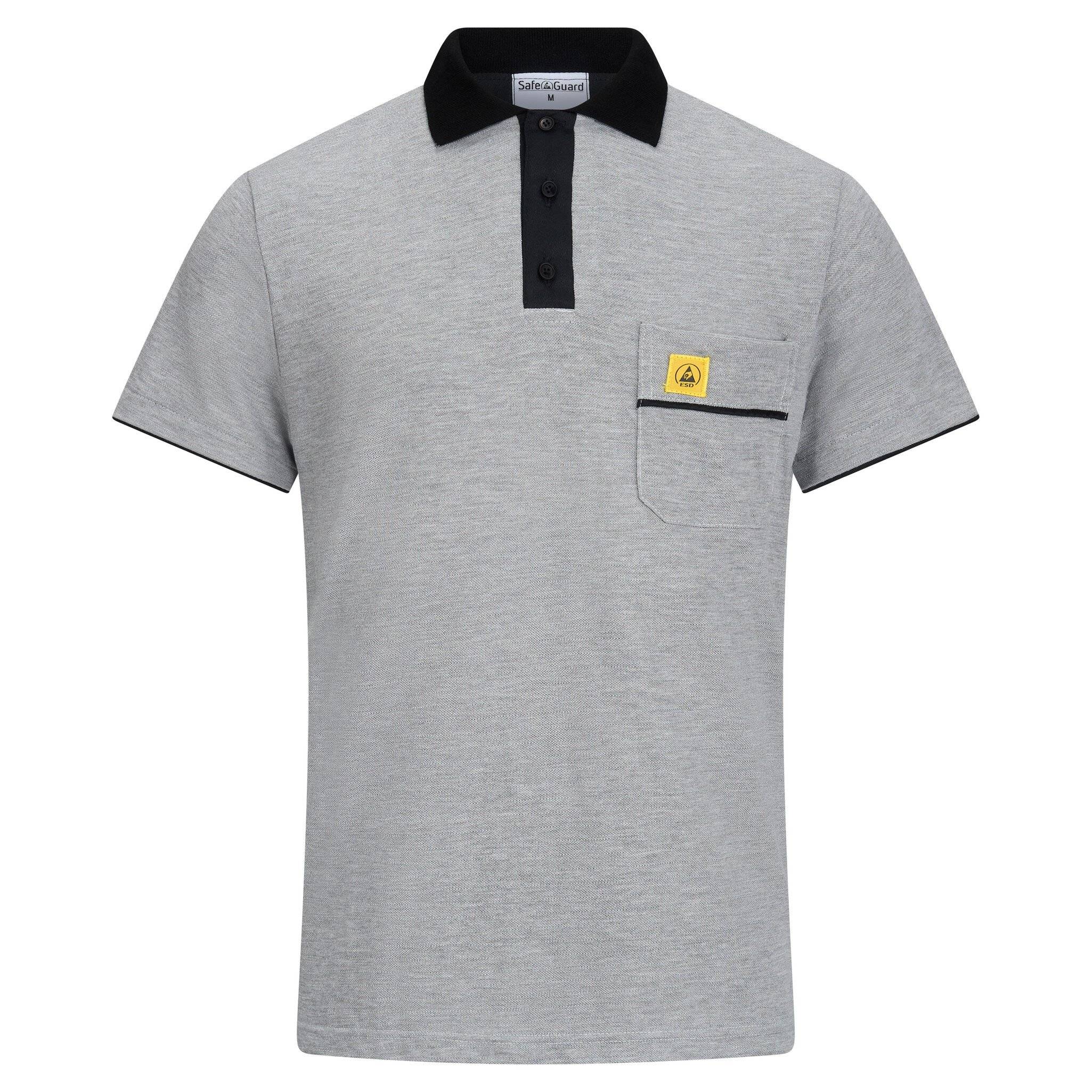 ESD-Poloshirt PRO PLUS, 210g/m², hellgrau/schwarz, L