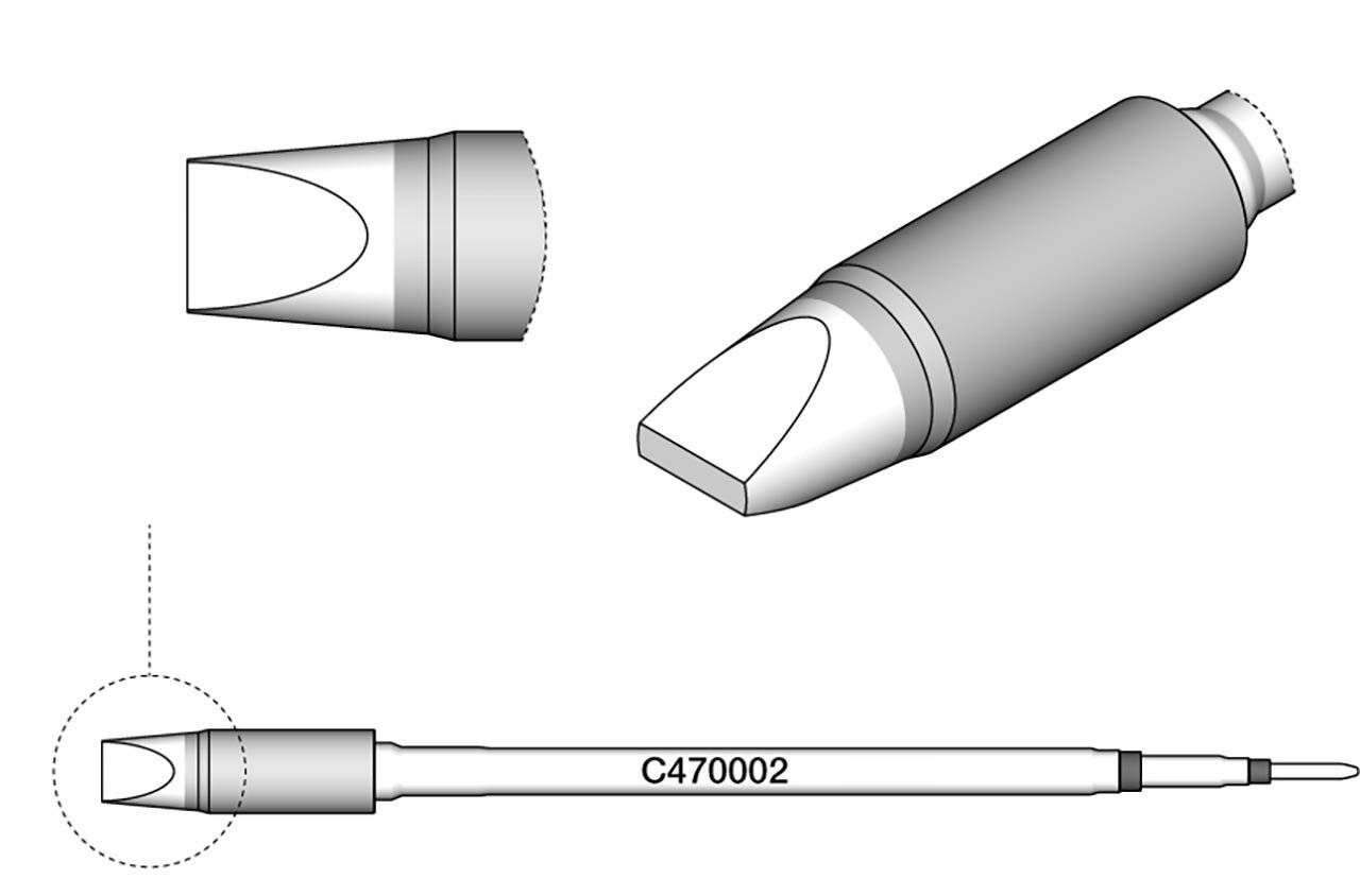 JBC Lötspitze Serie C470, Meißelform, C470002/6,0 x 1,5 mm, gerade