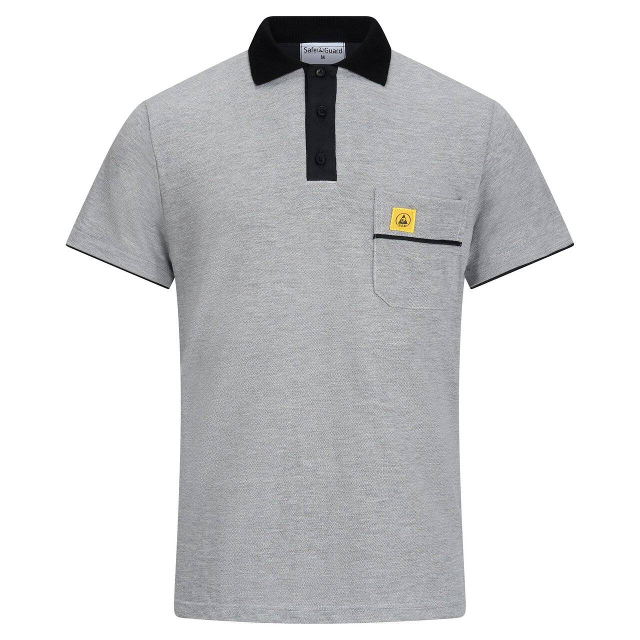 ESD-Poloshirt PRO PLUS, 210g/m², hellgrau/schwarz, M