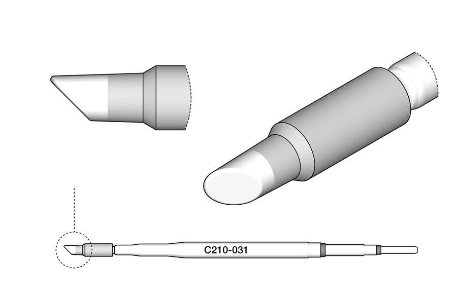 JBC Lötspitze Serie C210, Rundform, C210031/Ø 2,0 mm, abgeschrägt