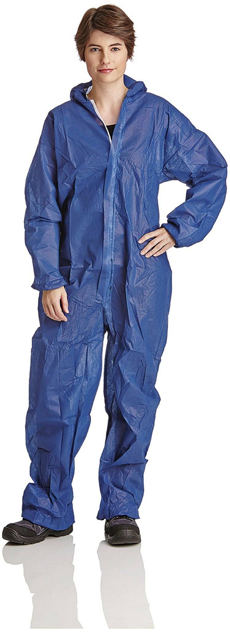 PP-Overall, 50g/qm, mit Kapuze, atmungsaktiv, blau, Größe XXL