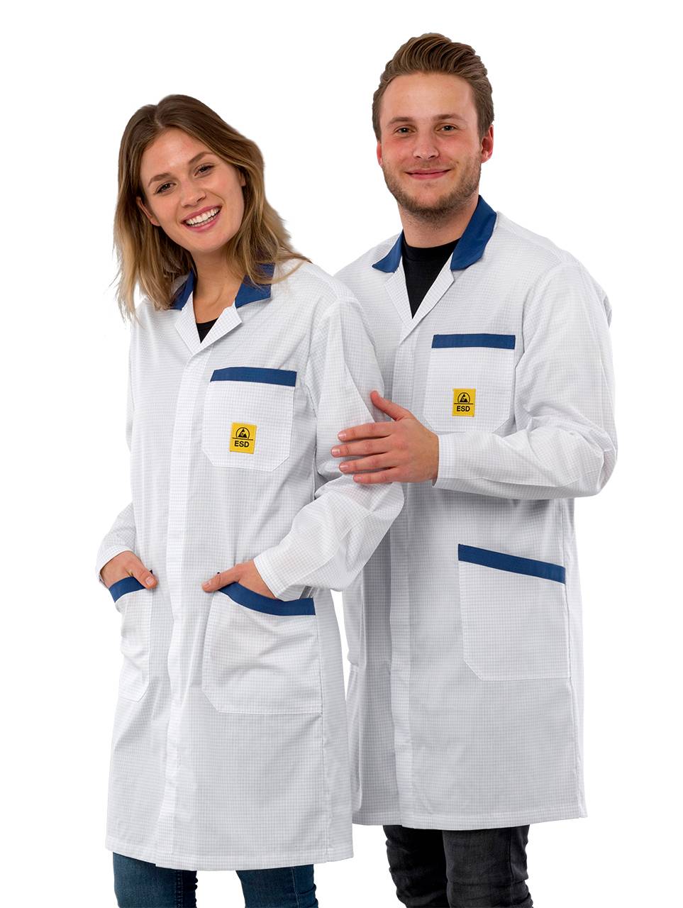 ESD-Arbeitsmantel Pro Line, 146 g/m², weiß/blau, XXL