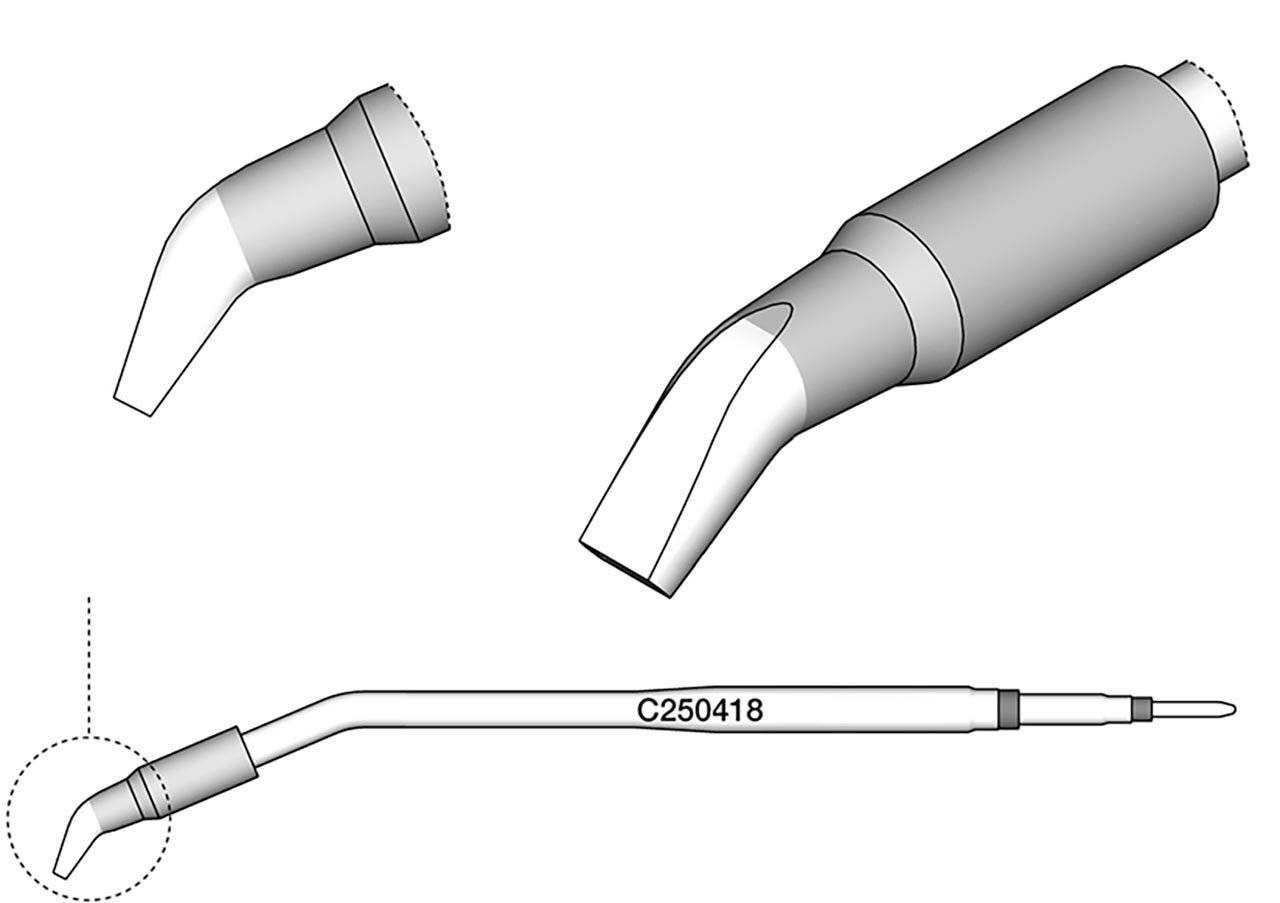 Lötspitze meißelförmig, gebogen, 3,2 x 1,5 mm, C250418