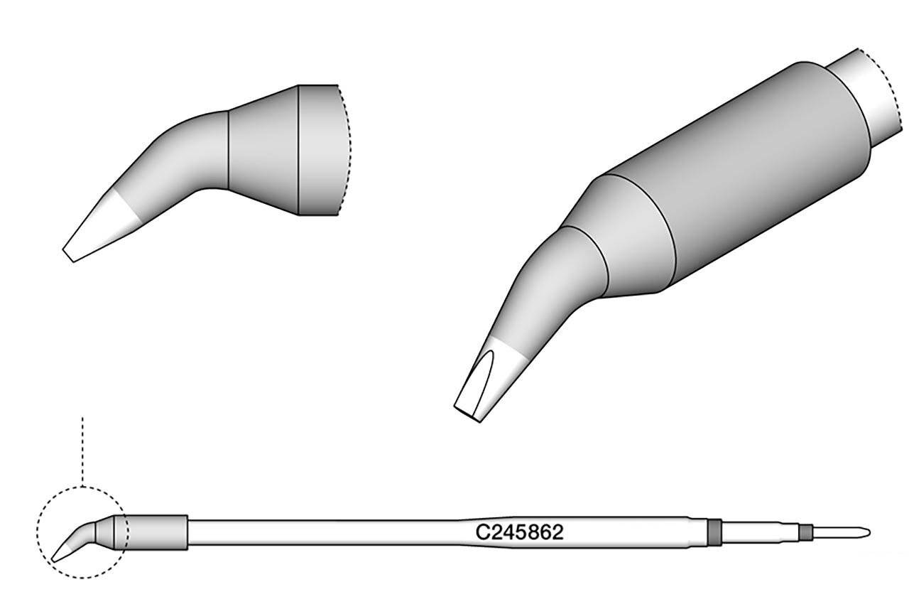 Lötspitze gewinkelt, 1,2 x 0,7 mm - lange Version, C245862