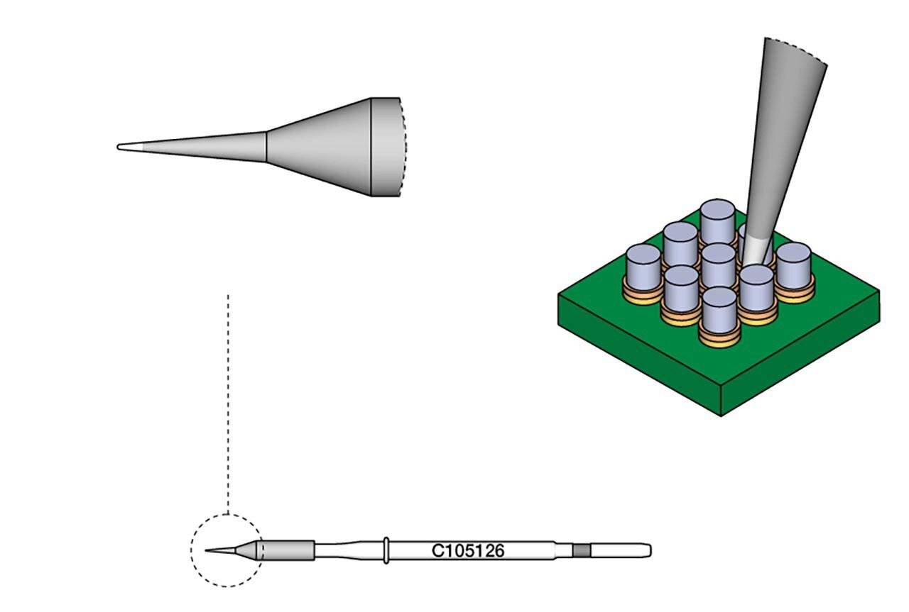 Lötspitze konisch, D: 0,1 mm, gerade, C105126