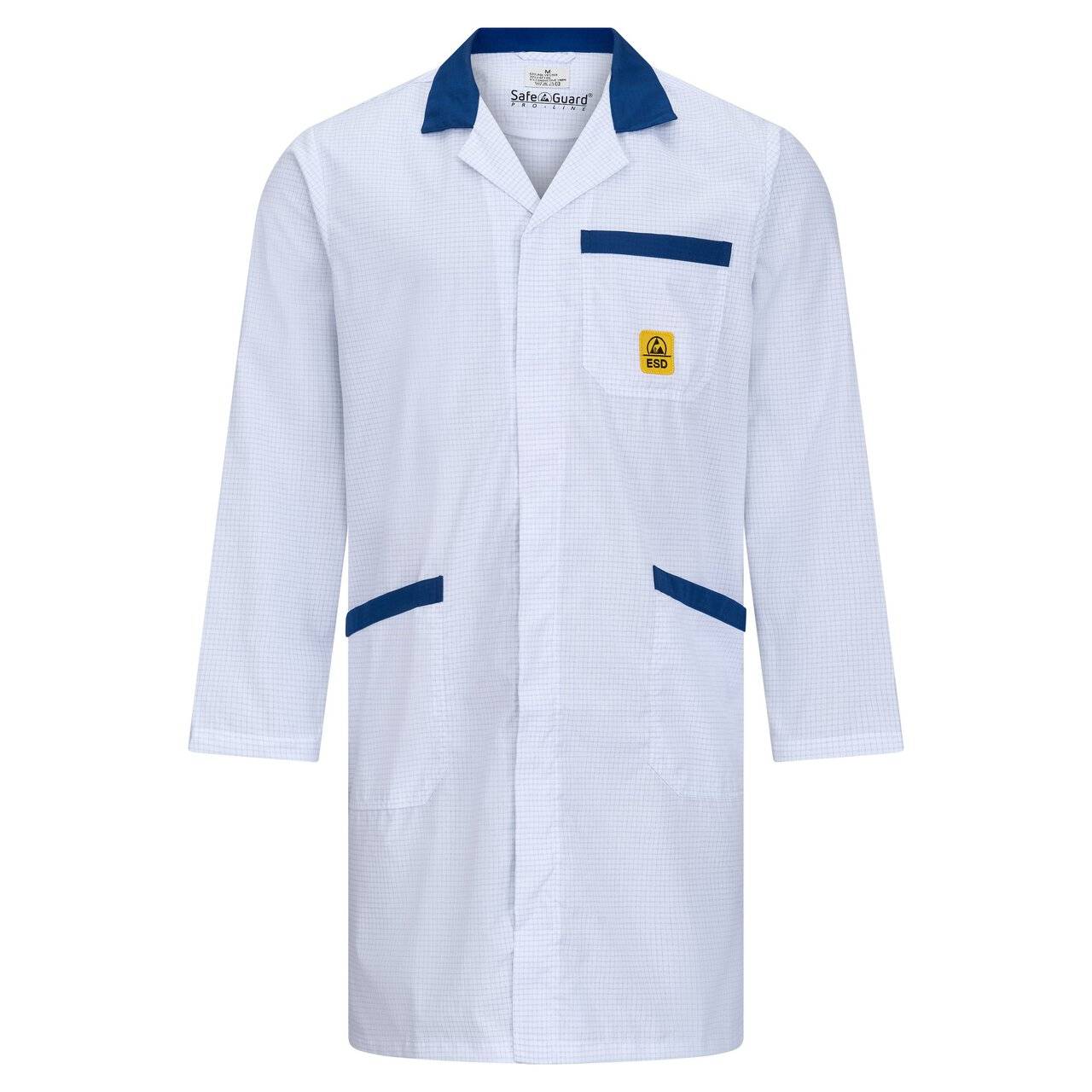 ESD-Arbeitsmantel Pro Line, 146 g/m², weiß/blau, M