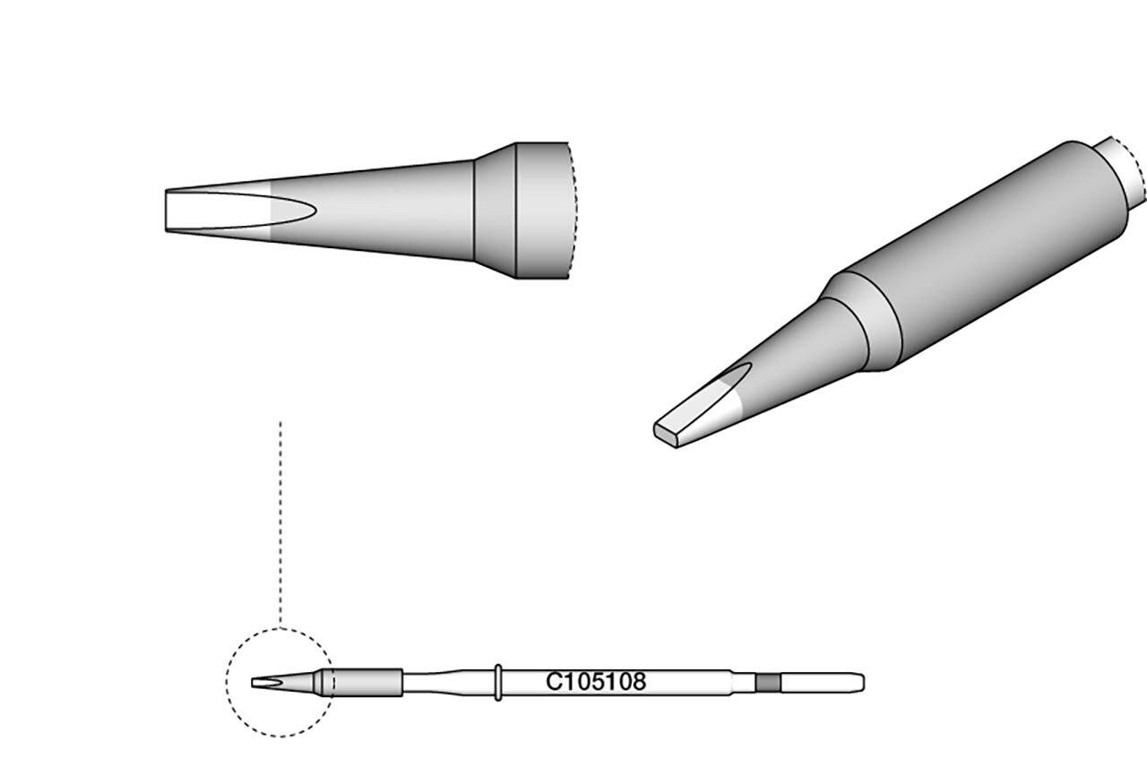 Lötspitze meißelförmig, gerade, 0,6 x 0,3 mm, C105108