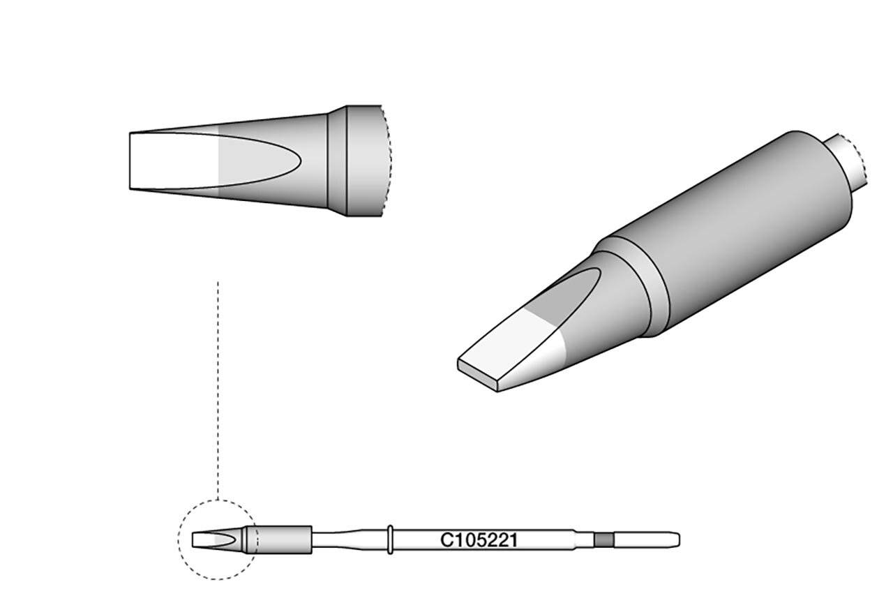 Lötspitze meißelförmig, gerade, 1,3 x 0,3 mm, C105221
