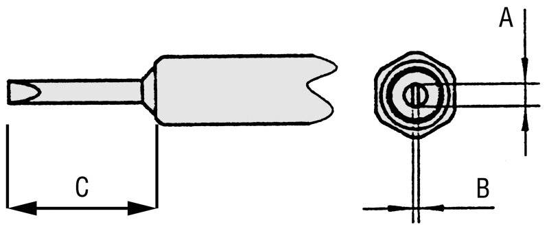 Lötspitze NT-6 Meißelform, Breite 1,6 mm, Dicke 0,4 mm, Länge 7,4 mm