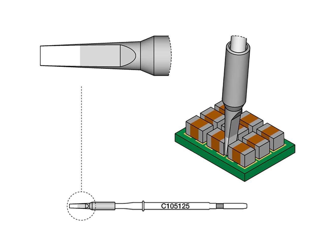 JBC Lötspitze Serie C105, Meißelform, C105125/0,6 x 0,3 mm, gerade