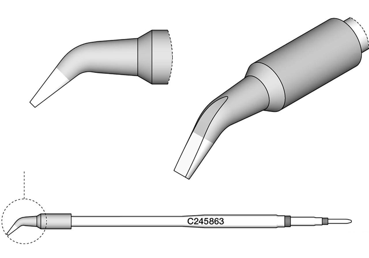 Lötspitze gewinkelt, 1,8 x 0,8 mm - lange Version, C245863