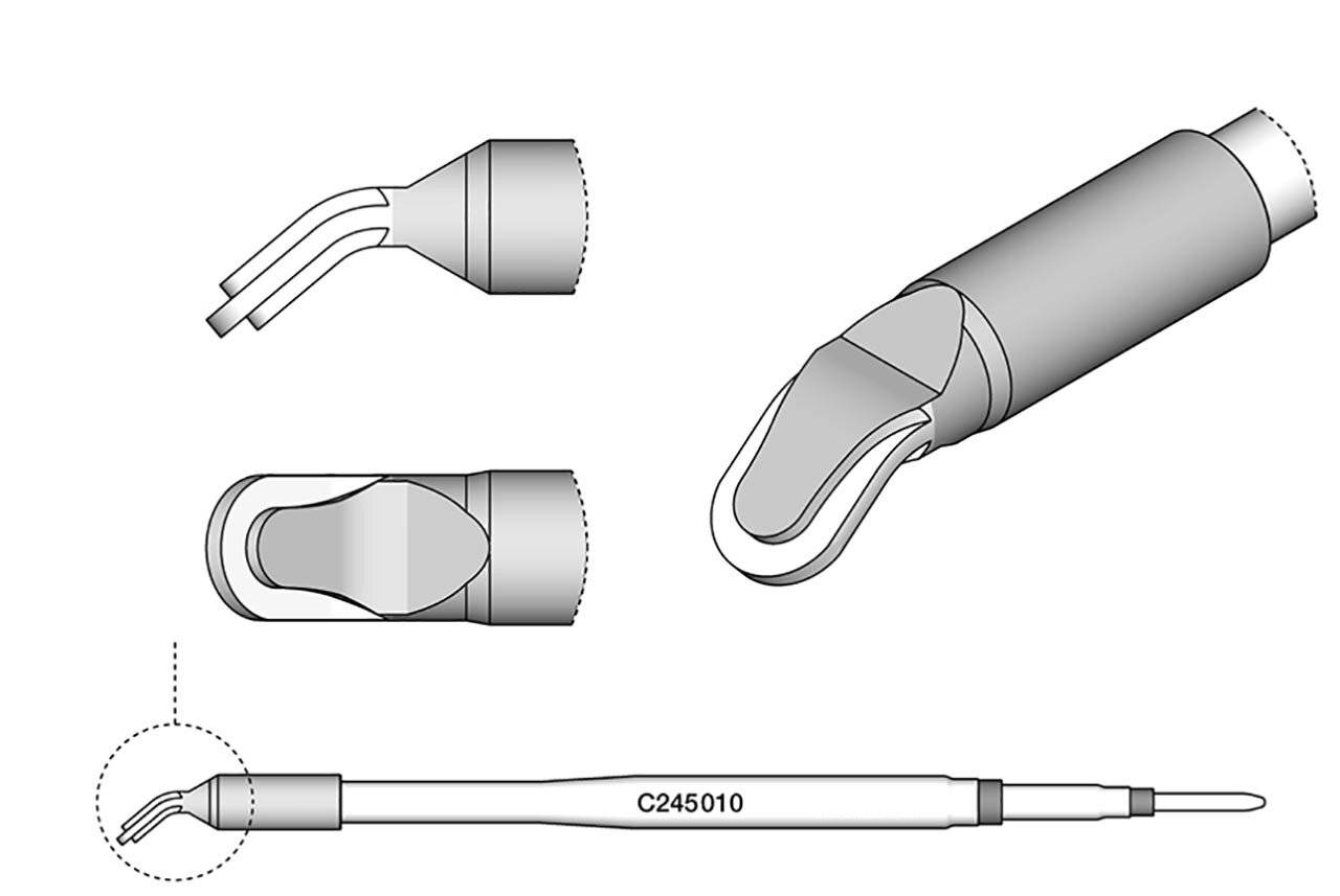 JBC Lötspitze Serie C245 Sondertypen, C245010/4,5 x 1,8 mm, für PLCC, gebogen