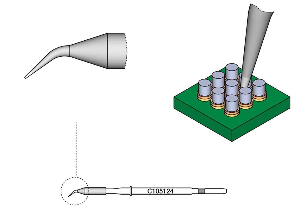 Lötspitze konisch gebogen, D: 0,1 mm, C105124