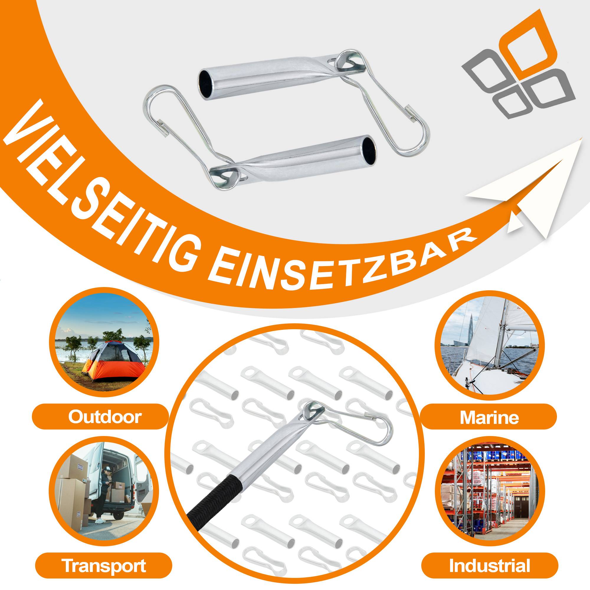 Dreamprint 100x Seilendverschluss Endverschluss mit Simplexhaken Haken verzinkt für 10 mm Seil Gummiseil Expanderseil