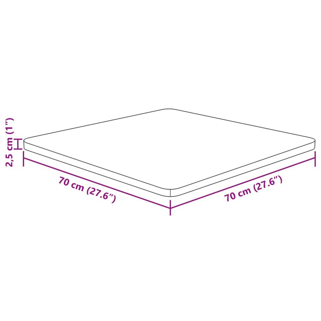 vidaXL Tischplatte Quadratisch Hellbraun 70x70x2,5cm Behandelte Eiche