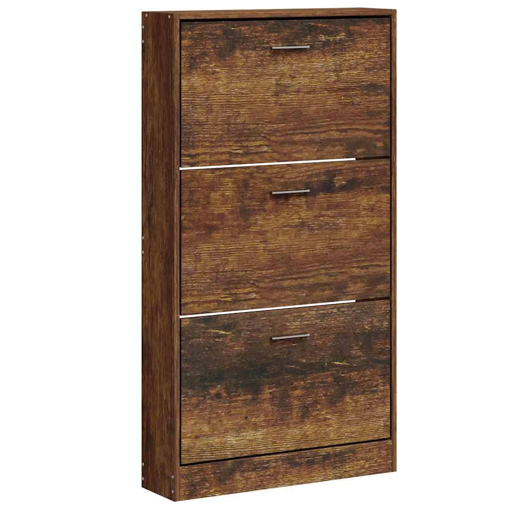 vidaXL Schuhschrank Räuchereiche 59x17x108 cm Holzwerkstoff