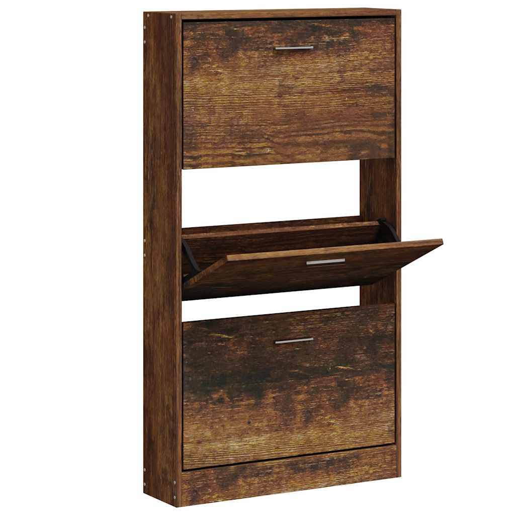 vidaXL Schuhschrank Räuchereiche 59x17x108 cm Holzwerkstoff