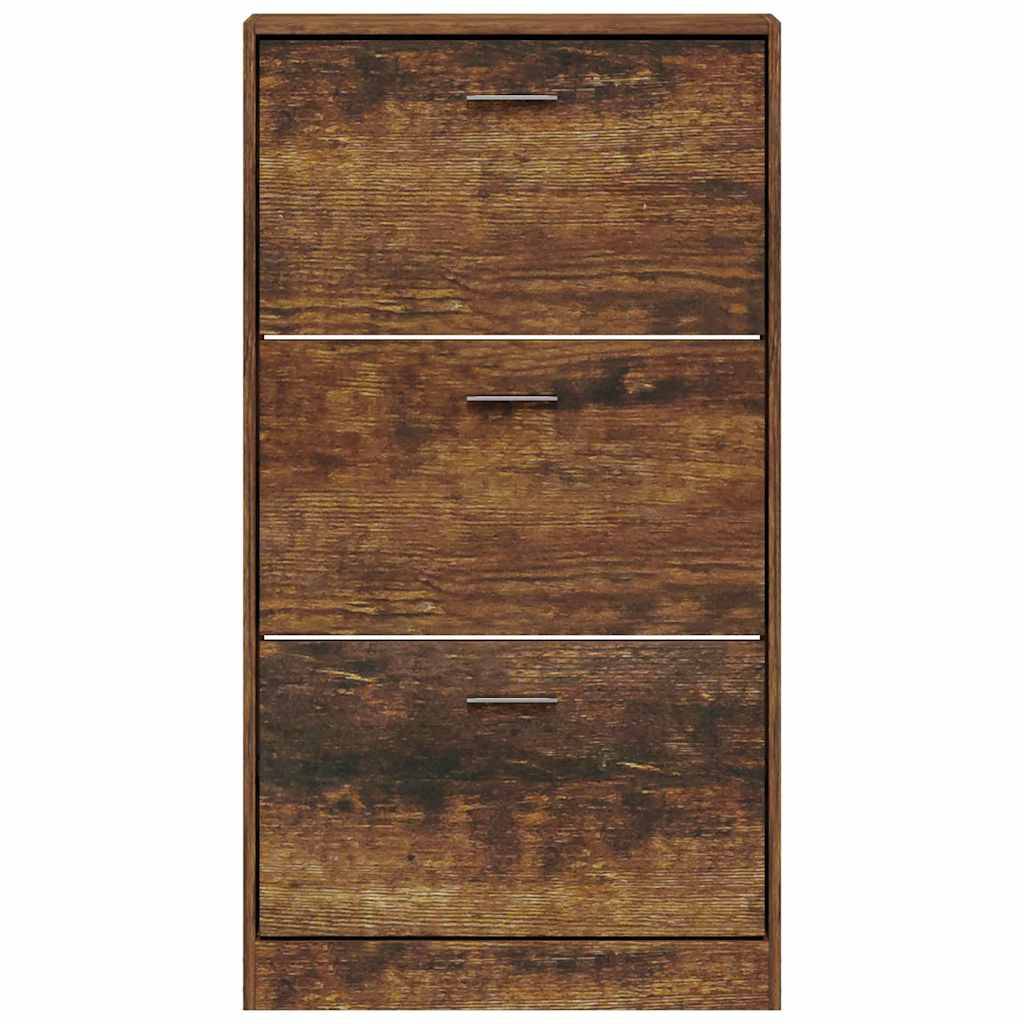 vidaXL Schuhschrank Räuchereiche 59x17x108 cm Holzwerkstoff