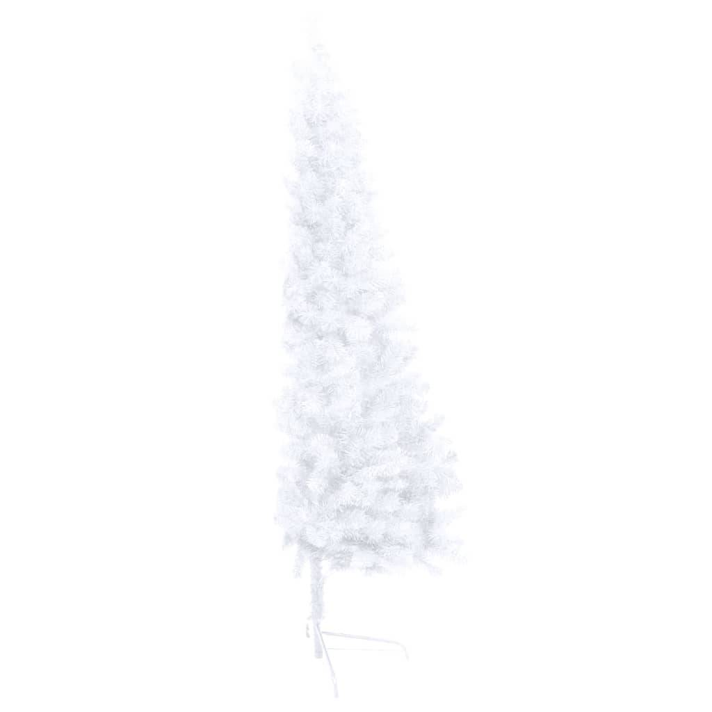 vidaXL Künstlicher Halb-Weihnachtsbaum Beleuchtung Kugeln Weiß 240 cm