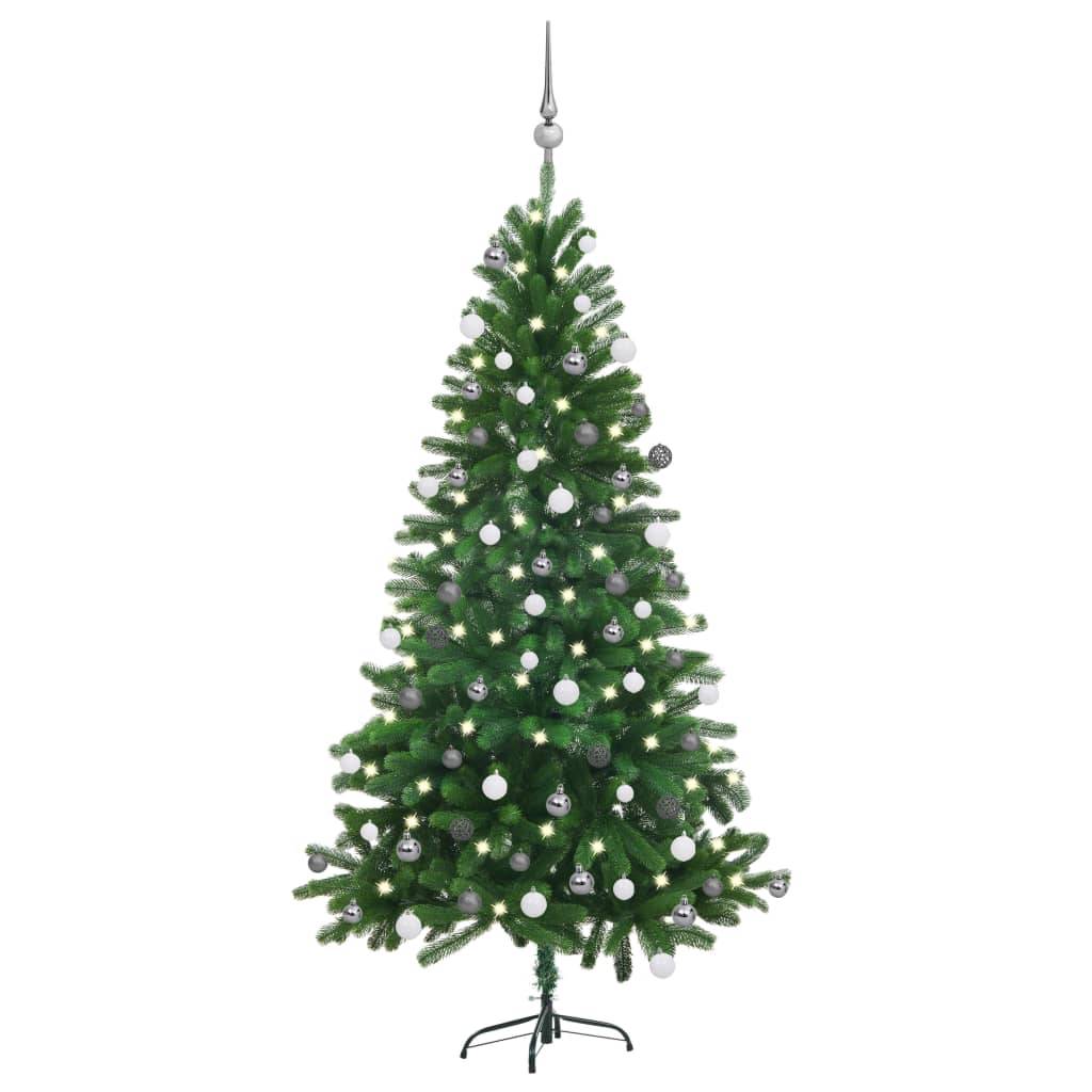 vidaXL Künstlicher Weihnachtsbaum mit Beleuchtung & Kugeln 150 cm Grün