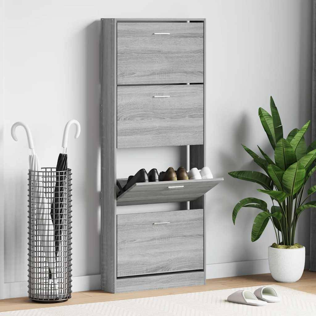 vidaXL Schuhschrank Grau Sonoma 59x17x150 cm Holzwerkstoff