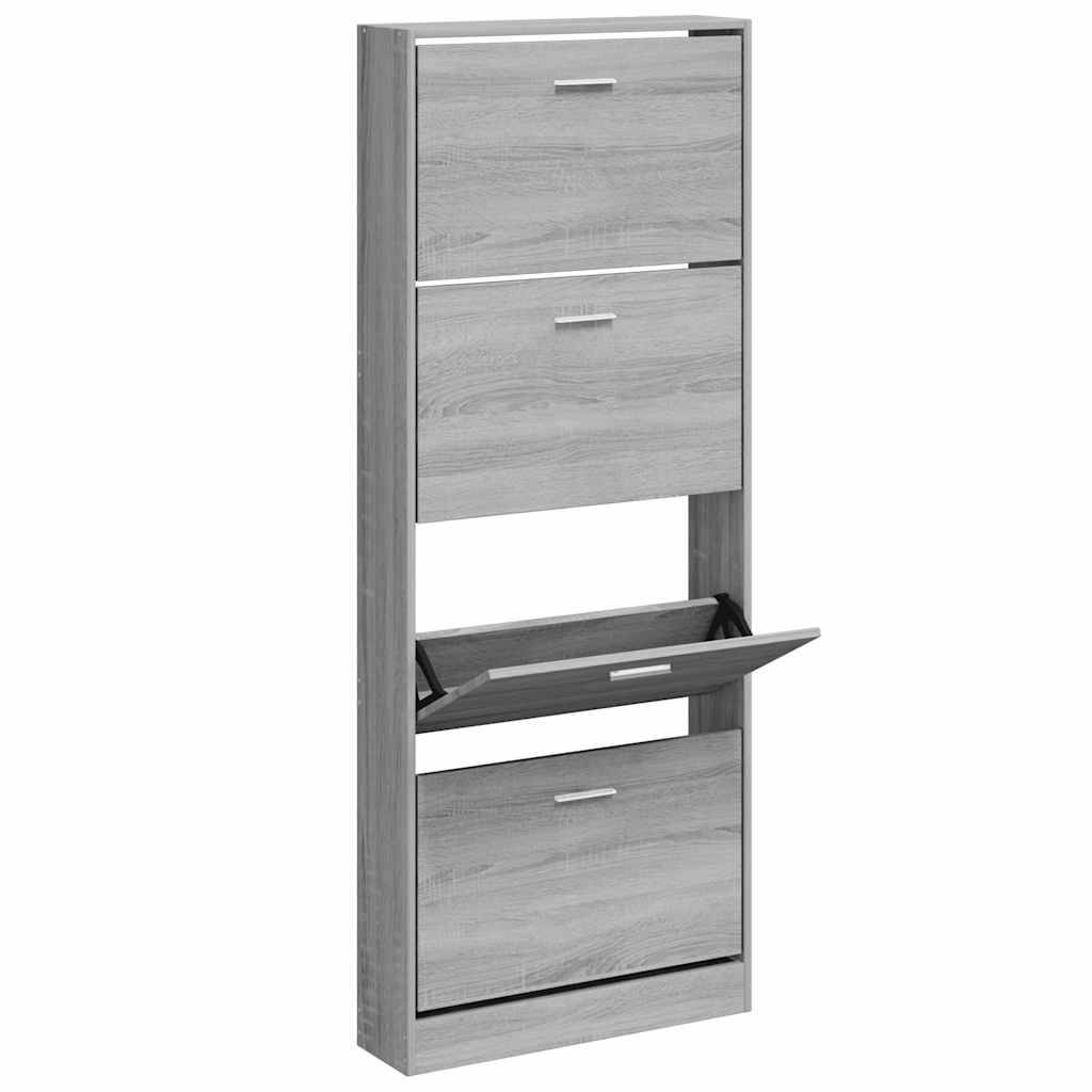 vidaXL Schuhschrank Grau Sonoma 59x17x150 cm Holzwerkstoff