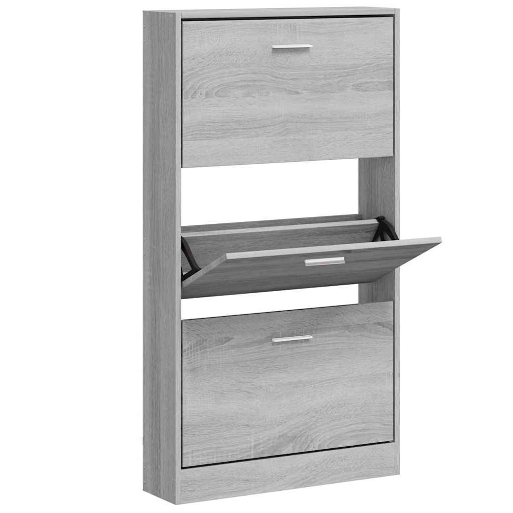 vidaXL Schuhschrank Grau Sonoma 59x17x108 cm Holzwerkstoff