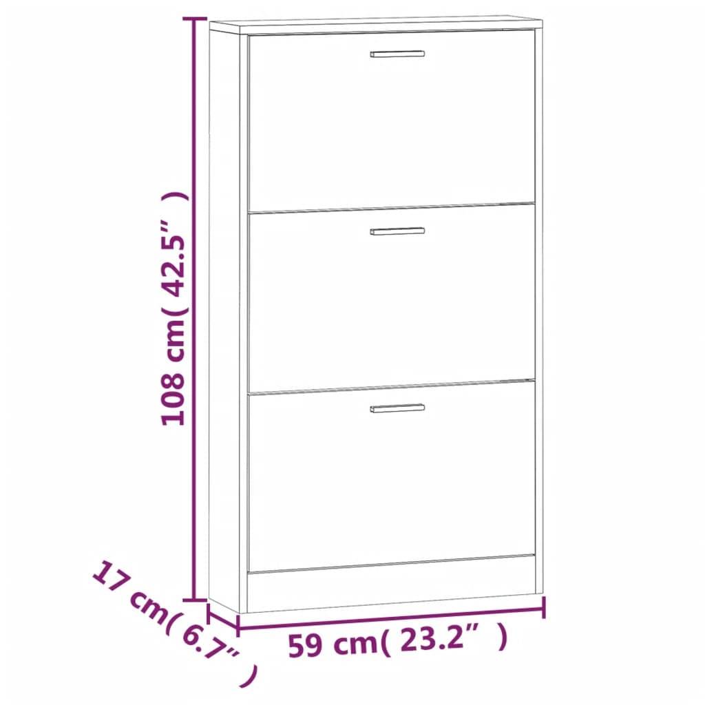vidaXL Schuhschrank Grau Sonoma 59x17x108 cm Holzwerkstoff