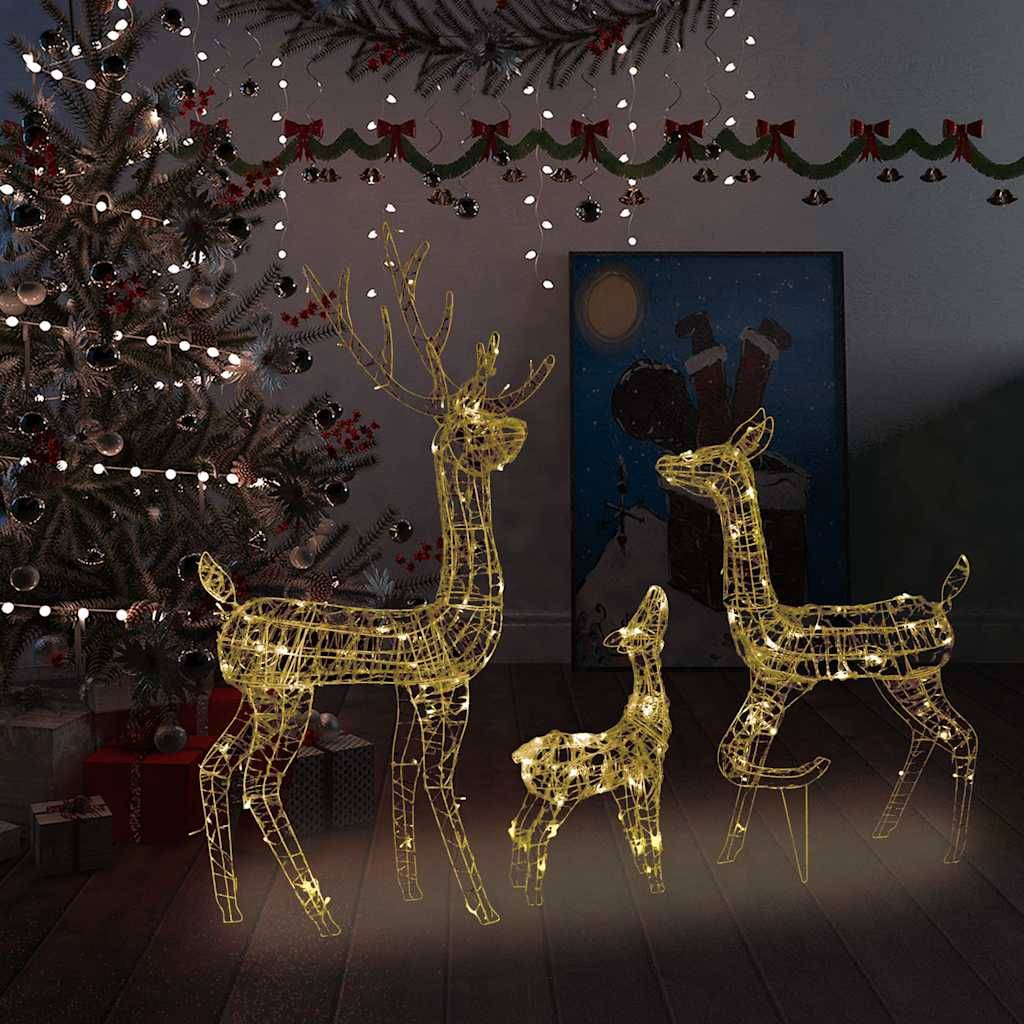 vidaXL LED-Rentier-Familie Weihnachtsdeko Acryl 300 LED Warmweiß