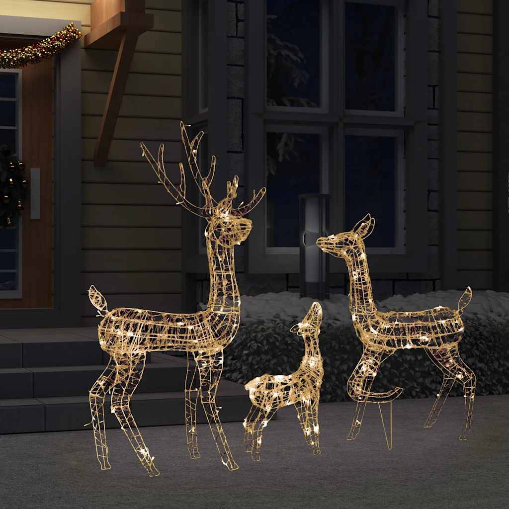 vidaXL LED-Rentier-Familie Weihnachtsdeko Acryl 300 LED Warmweiß