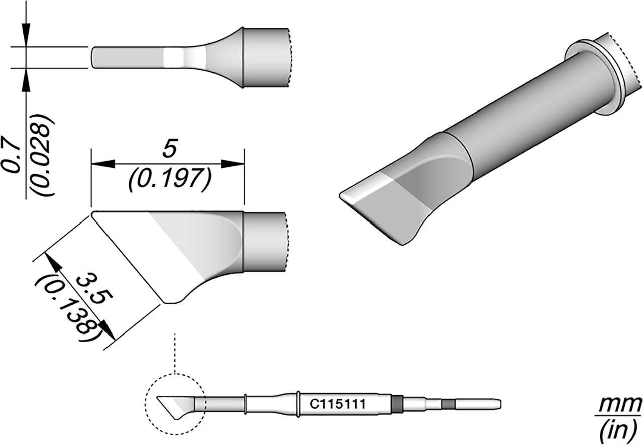 Lötspitze klingenförmig, B: 3,8 mm, C115111