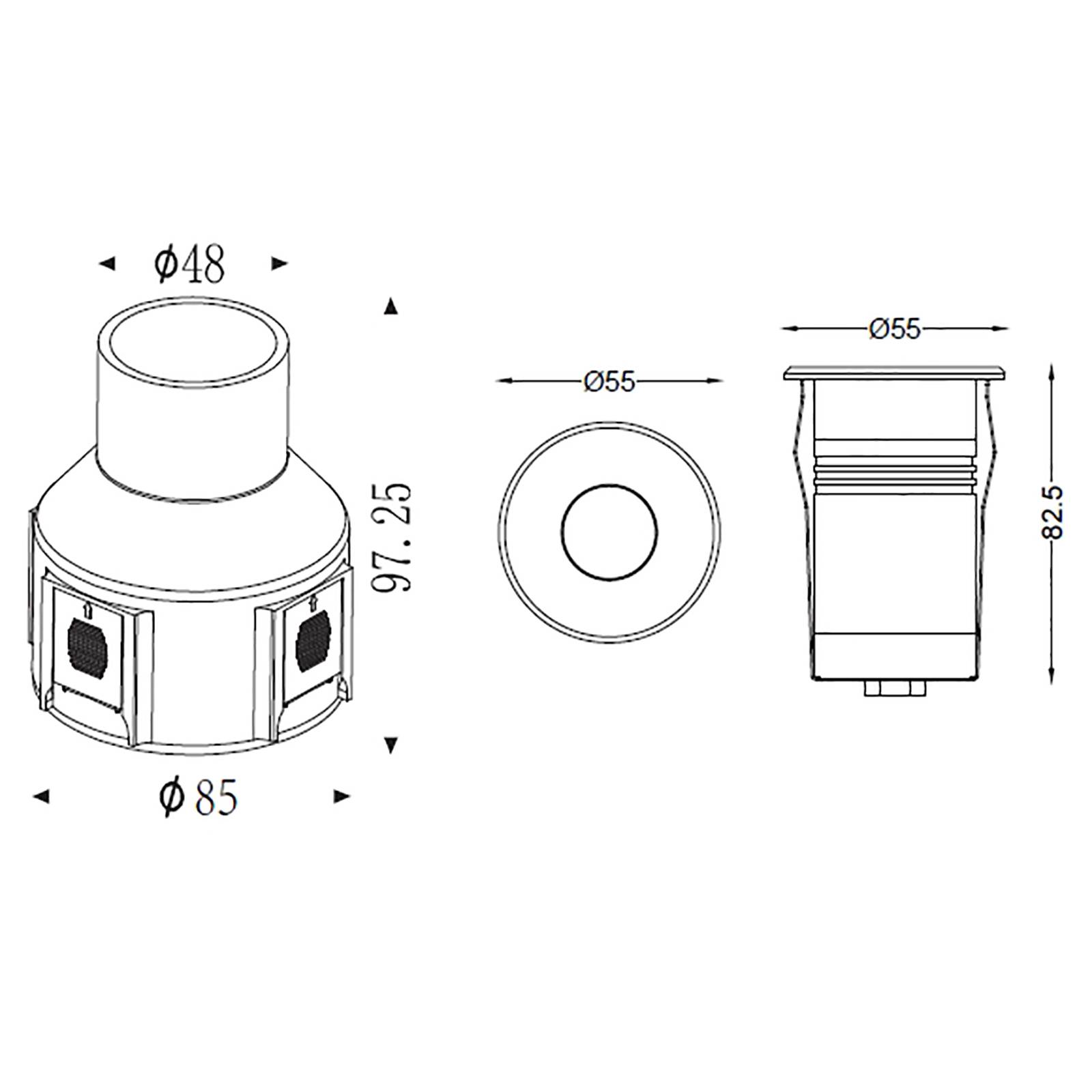 LED Bodeneinbaustrahler Fornac in Silber und Transparent 2,7W 110lm IP67