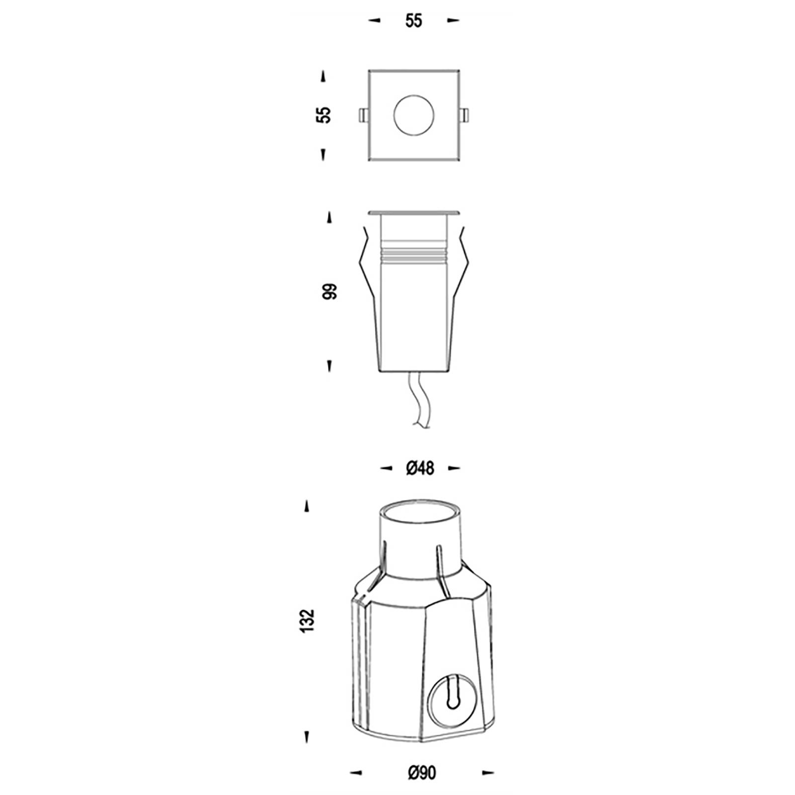 LED Bodeneinbauleuchte Easy Square II RGB in Silber und Transparent x3,5W IP67