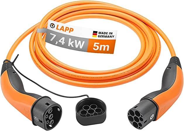 61786 LAPP Mobility Typ 2 Ladekabel für Hybrid & Elektroauto Mode 3 Kabel Typ 2 Stecker 7,4 kW 32A 1-phasig Orange 5m