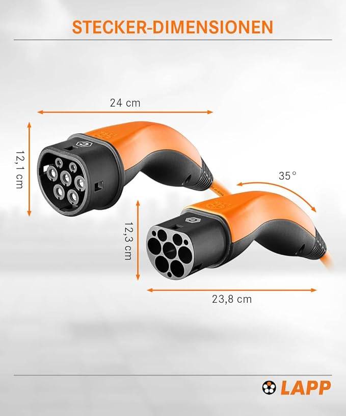 LAPP Mobility E-Auto Ladekabel Typ 2, 5 m , 11 kW, 20 A, 3-phasig Mode 3, IP55, orange