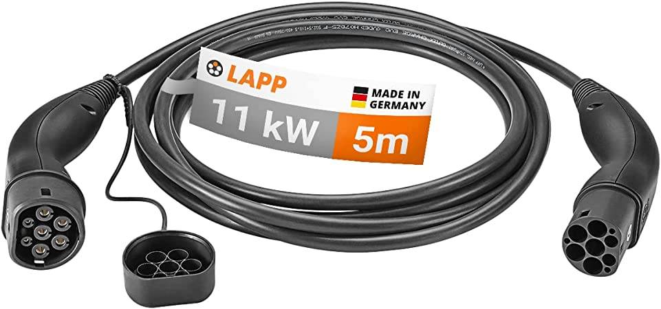 61779 LAPP Mobility Typ 2 Ladekabel für Hybrid & Elektroauto Mode 3 Kabel mit Typ 2 Stecker 11kW 20A 3-phasig Schwarz 5m