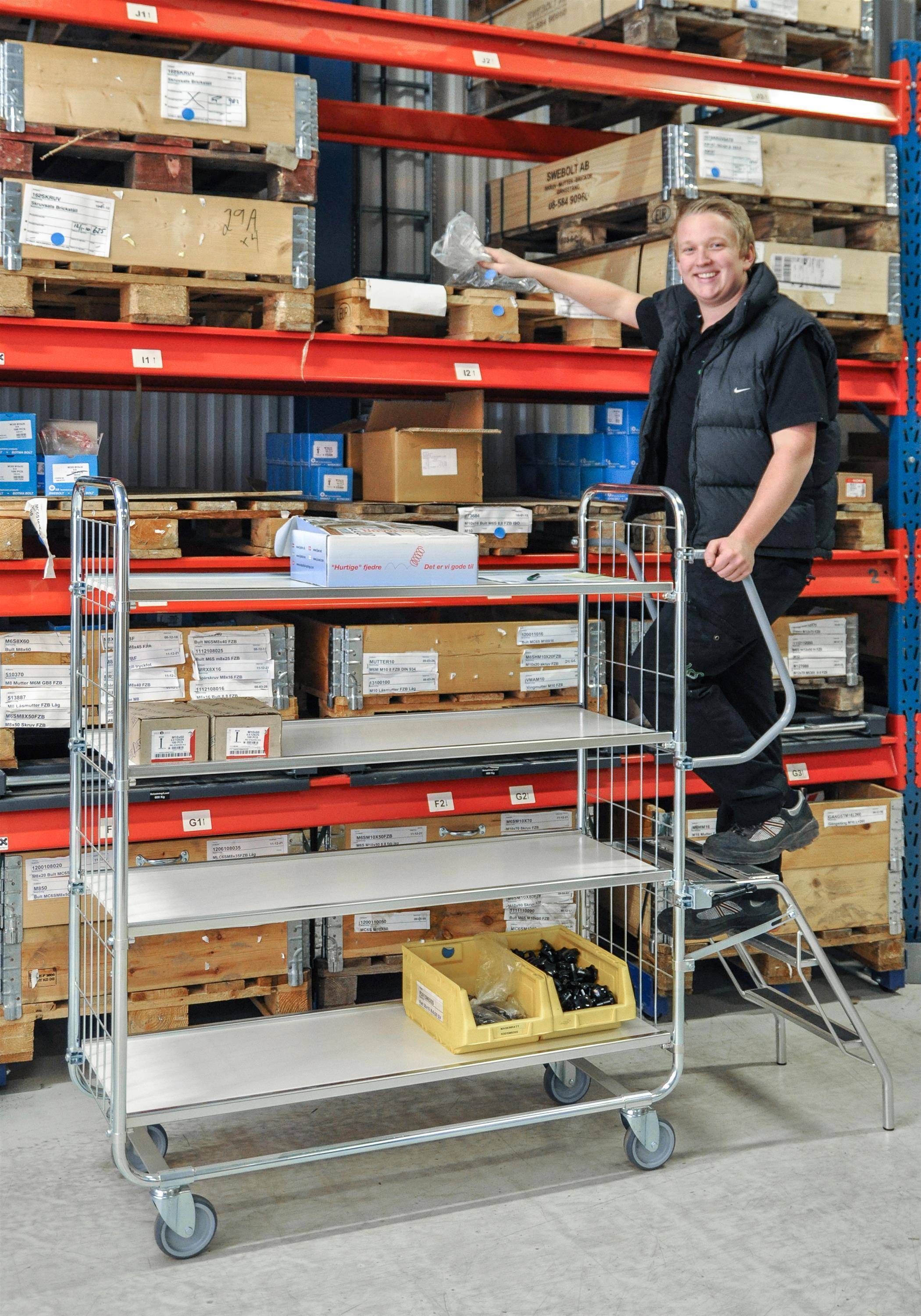 Kongamek Regalwagen, verzinkt, 2 Gitterwände, 4 laminierte Böden à 750