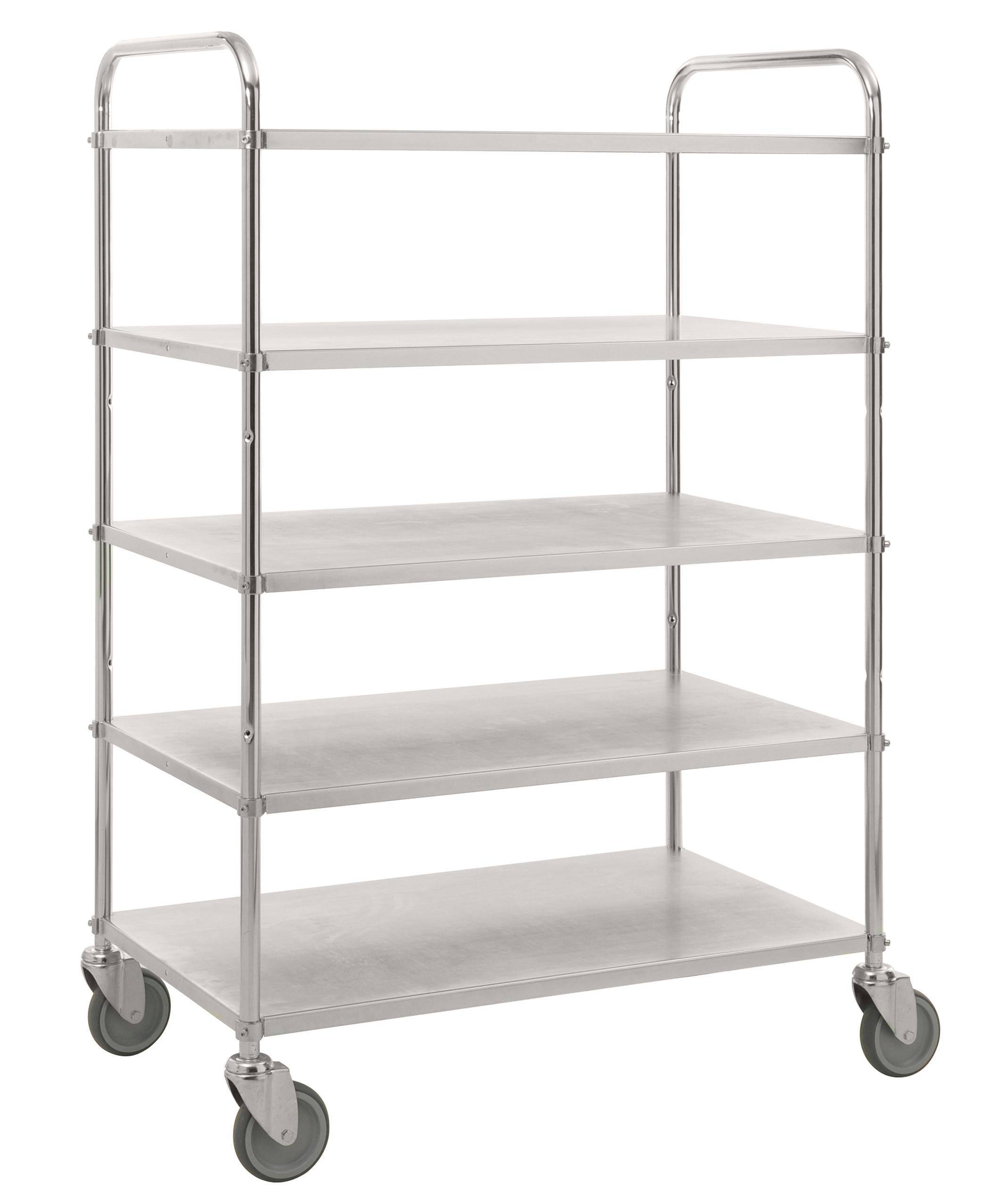 Kongamek Regalwagen, komplett verzinkt, offen, 5 Etagen à 900 x 540 mm