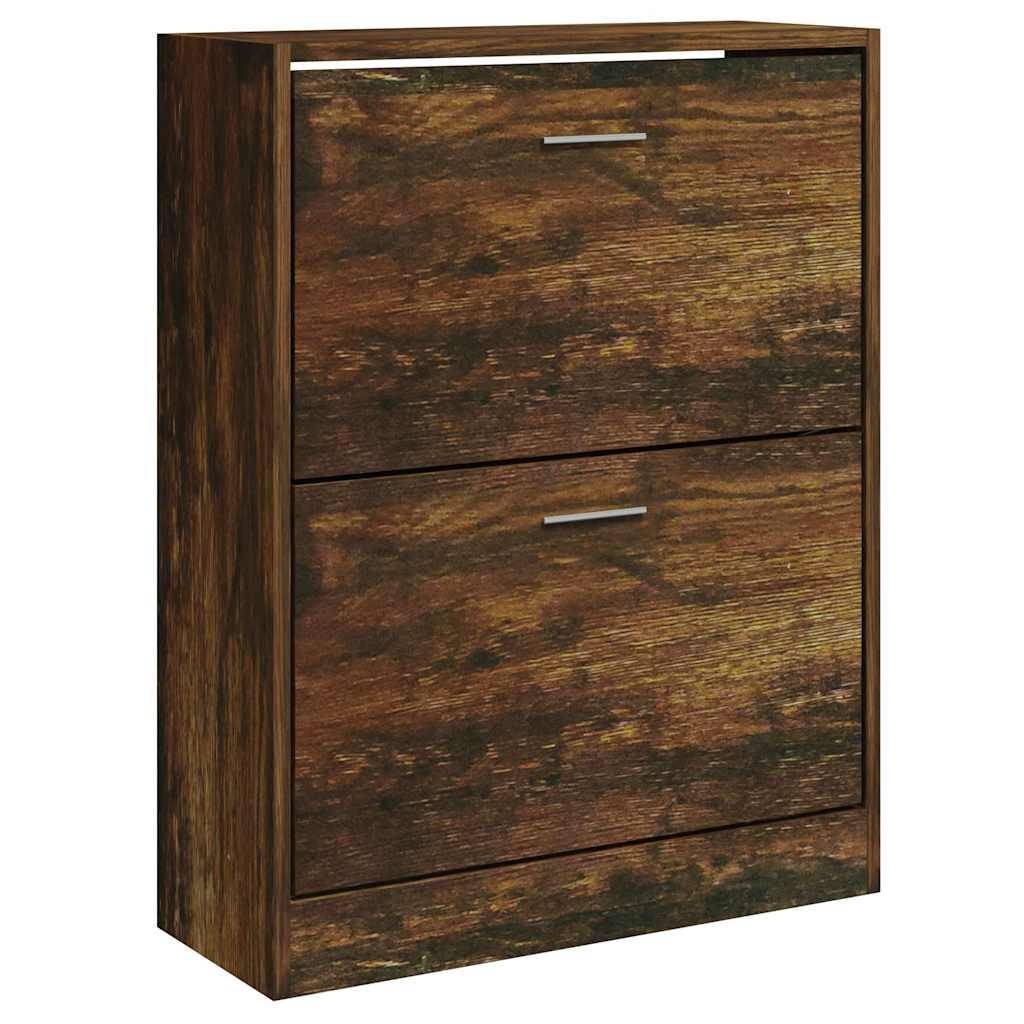 vidaXL Schuhschrank Räuchereiche 63x24x81 cm Holzwerkstoff