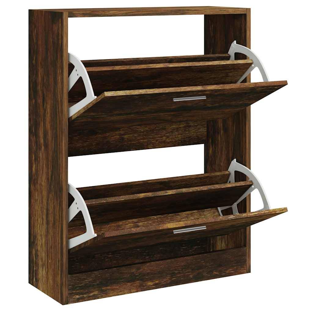 vidaXL Schuhschrank Räuchereiche 63x24x81 cm Holzwerkstoff