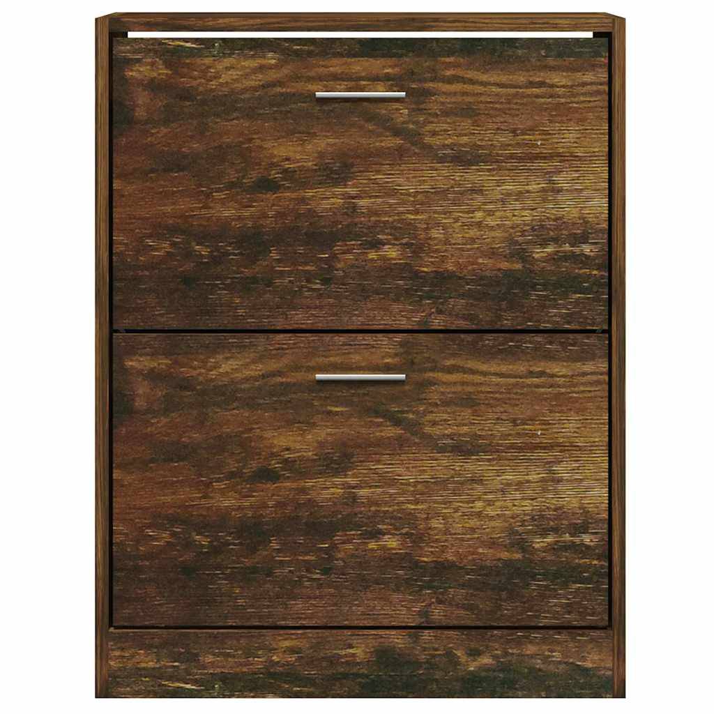 vidaXL Schuhschrank Räuchereiche 63x24x81 cm Holzwerkstoff