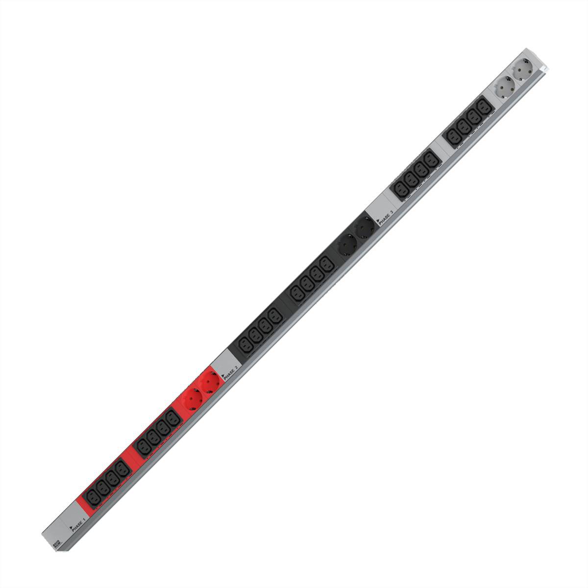 Bachmann 800.2339 19 Zoll Netzwerkschrank-Steckdosenleiste 1 HE Kaltgeräte-Steckdose C13 10A, Schutzkontaktsteckdose
