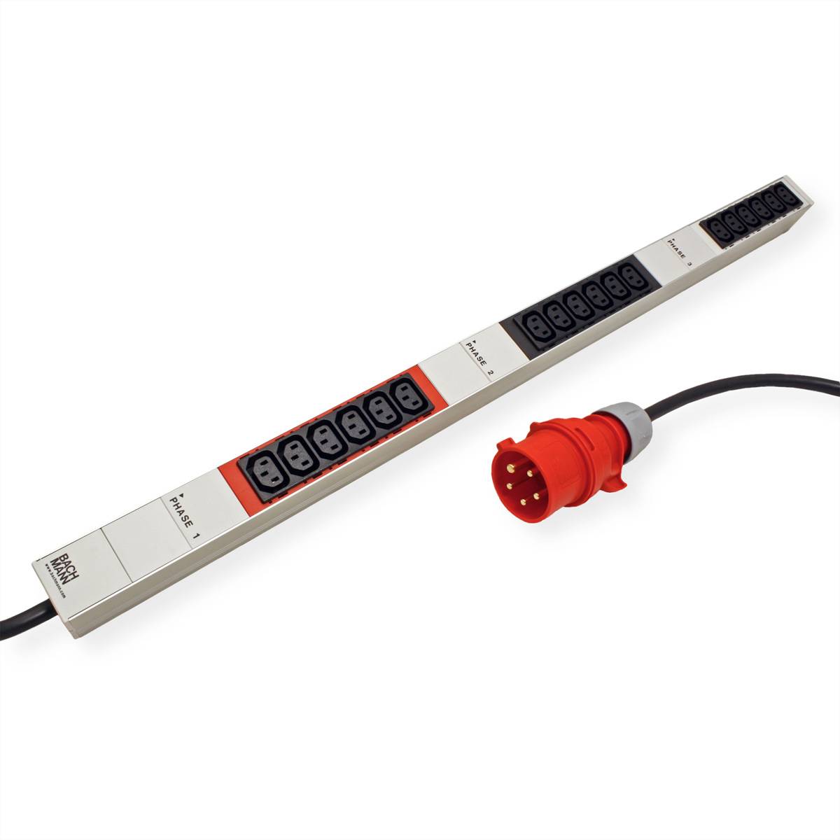 Bachmann 800.0105 19 Zoll Netzwerkschrank-Steckdosenleiste 1 HE Kaltgeräte-Steckdose C13 10A Mehrfarbig