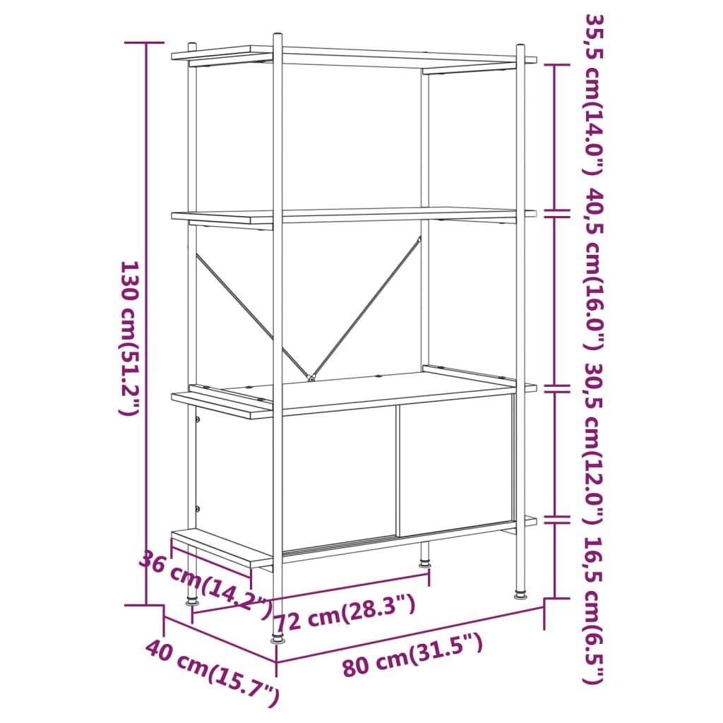vidaXL Regal mit 4 Böden und Schrank 80x40x130 cm Stahl Holzwerkstoff