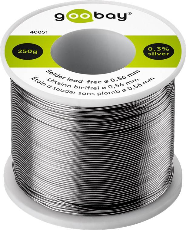 Goobay 40851 Lötzinn bleifrei ø 0,56 mm Lötdraht Flussmittel / 0,3 % Silber / 217 °C Schmelzpunkt bleifreies Löten 250g
