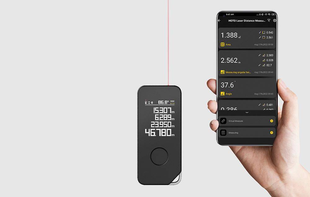 HOTO H-D50 Smarter Laser Entfernungsmesser, Bluetooth, 50m