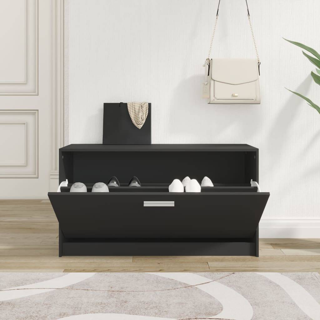 vidaXL Schuhbank Schwarz 80x24x45 cm Holzwerkstoff