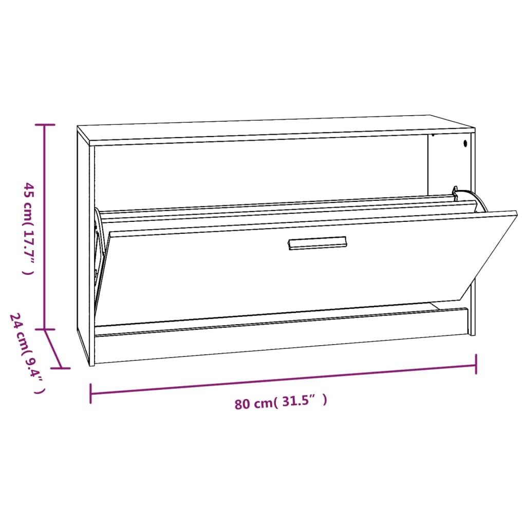 vidaXL Schuhbank Schwarz 80x24x45 cm Holzwerkstoff